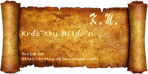 Krátky Milán névjegykártya